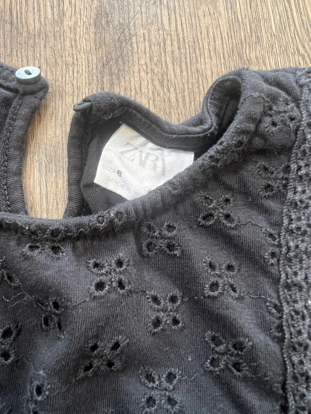 Zara Kids Black Eyelet Peplum Top